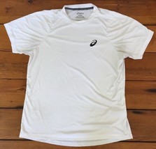 Asics Motion Dry White Polyester Athletic Wear Short Sleeve T-Shirt Mens... - £13.33 GBP