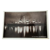 S.S. Normandie Steamship Le Paquebot Real Photo Postcard At Night Fog Lights  - £6.92 GBP