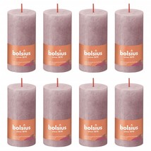 Bolsius Rustic Pillar Candles Shine 8 pcs 100x50 mm Ash Rose - £19.72 GBP