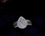 14k Yellow Gold Moissanite Teardrop Cluster Ring - Iced Out Halo Diamond Women's - $373.00