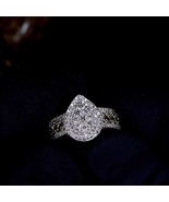 Women's Moissanite Teardrop Cluster Ring - 925 Silver Halo - $373.00