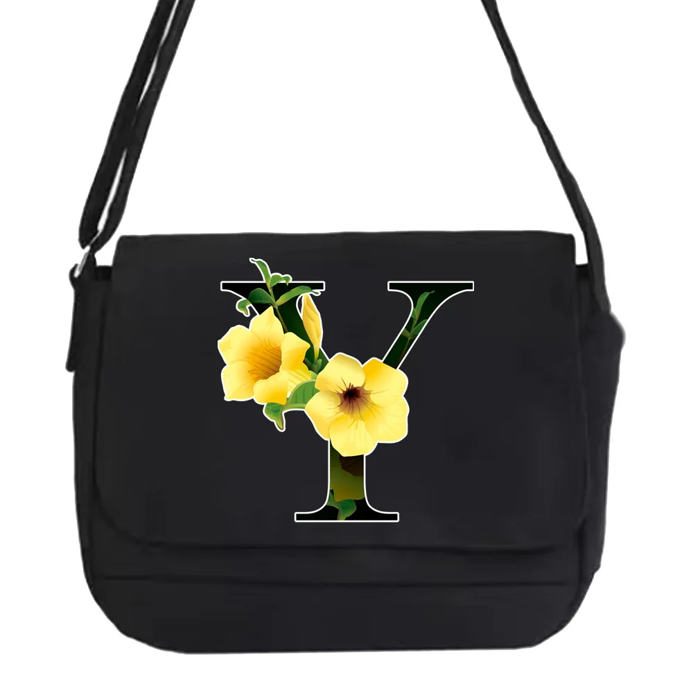 Shoulder Bag Student Postman Wear-resistant Flower Color Letter Canvas B... - $73.98