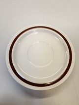 Genuine Stoneware 6 1/2&quot; Saucer Plate, Japan Vtg White w/ Brown Stripe No Mug - £4.22 GBP