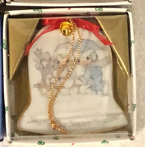 1986 Vintage Enesco Lot Of 6 Precious Moments Bell Porcelain Christmas Ornaments - £33.94 GBP