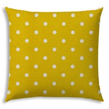 17&quot; X 17&quot; White And Yellow Blown Seam Polka Dots Lumbar Indoor Outdoor Pillow - £50.17 GBP