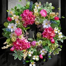 Handcrafted 24-Inch Floral Wreath - Perfect for Spring and Summer Entrance - $163.30