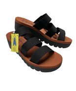 Fly London Sandal Womens 42 US 11 Wedge Black Leather Strappy Platform S... - $136.90 CAD