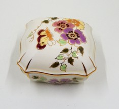 Zsolnay Porcelain Butterfly Ivory Covered Dish Gold Trimmed Floral Hand-Painted - £15.72 GBP