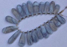 Natural, 20 piece faceted pear bluelace agate gemstone briolette beads 10x21--11 - £39.32 GBP