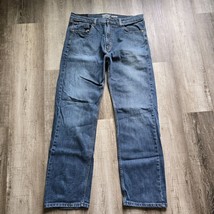 Signature Levi Strauss Jeans Mens 36x32 Straight Leg Distressed Medium Wash - $19.94