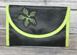 Makeup Travel Cosmetic Bag  Black and Neon Green Organizer Snap Closure ... - $174.21 MXN
