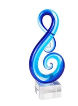 Stylish Light Blue Musical Clef Glass Sculpture - $146.07