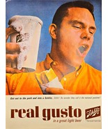 SCHLITZ - Real Gusto in a great light beer - 1964 Vintage Print Ad - $12.69