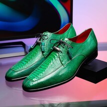 Andretti Genuine Ostrich Leg Dress Derby's Shoes Lemon Green image 9
