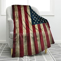 American Flag Blanket Vintage Usa Flag Soft Warm Throw Print Blanket For Couch B - £38.53 GBP