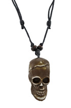 Zeckos Black Slider Cord Necklace with Brown Skull Pendant - £11.19 GBP