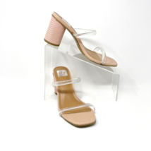 DV dolce vita Blush Textured Vegan Leather Clear Strap Round Heel Sandal Size 8 - £19.85 GBP