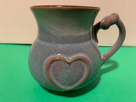 Vintage la Rochelle Heart Image Knotted Handle Fire Glazed Ceramic Mug - £8.61 GBP