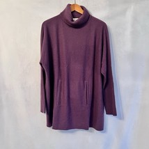 Garnet Hill Sweater LARGE Burgundy Wool Cashmere Oversized Turtleneck Wo... - $49.99