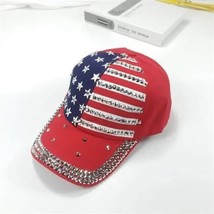 Hats Women&#39;s Tide Color-Blocked Baseball Caps Rhinestone Diamond Caps Visors - £8.64 GBP
