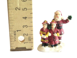 Christmas Village Figurine Santa Children Boy Girl Dressed Firefighters ... - $8.54