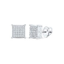 Sterling Silver Womens Round Diamond Square Earrings 1/4 Cttw - $172.50