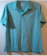IZOD Men&#39;s Golf Polo Shirt Aqua w/White Stripes  Size XL (E1) - £7.00 GBP