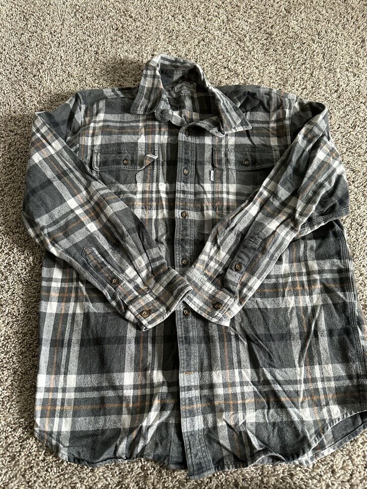 Carhartt Heavy Flannel Shirt Mens Large Plaid Long Sleeve Button Up Work... - $23.36