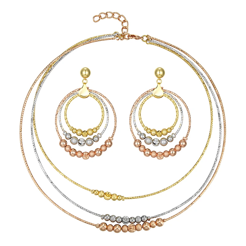 Dubai Gold Necklace Hoop Earrings Collection For Women 24K Gold Plated  African  - £29.58 GBP