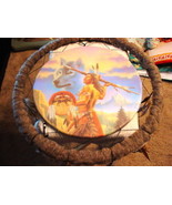 DREAMCATCHER WITH A PICTURE OF INDIAN BRAVE &amp; WOLF (2) ( LARGE ) - £23.25 GBP