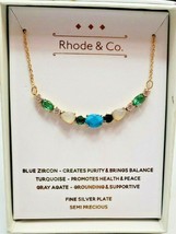 Kohl&#39;s Rhode &amp; Co. Women&#39;s Silver Plate Genuine Gemstones Necklace  New - £21.29 GBP