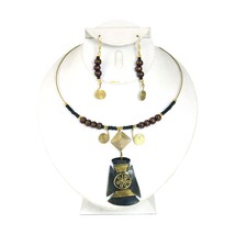New Women s Horn Pendant Necklace &amp; Earring Set - £18.30 GBP