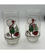 Lot Of 2 Vintage Coca Cola Coke Holly Hobbie Christmas Drinking Glasses 6” - $315.28 MXN