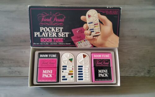 Vintage Trivial Pursuit Pocket Player Set Boob Tube 1987 Handheld Travel Game - $16.70