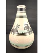 Vtg Signed N. Nesbitt Navajo Pottery Vase End of the Trail Etched 9” - $54.95