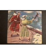 VINTAGE 1953 LITHO PRINT - THE SUNDAY SCHOOL HOUSE - Jesus Walks on Water - $8.90