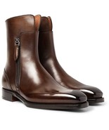 Handmade Leather Ankle Zipper Boots For Men&#39;s - £125.85 GBP+