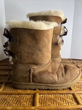 UGG Women&#39;s Bailey Bow II Standard Length Suede Boots Chestnut Size6 See... - $56.10