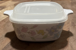 Vintage Corning Ware Pastel Bouquet Dish P-43-B 700 ml With Plastic Cove... - $317.90 MXN