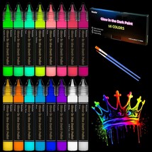Roizefar Fabric Paint, 16 Colors Glow in the Dark Paint, 3D Permanent Ac... - £24.13 GBP