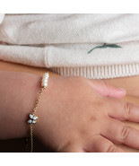 14K Yellow Gold Pearl Enamel Butterfly Charm Baby Bracelet - $2,855.28 MXN