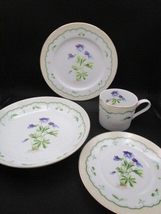Compatible with Georges Briard Bird&#39;s Foot Violet Dinner Set 4 PCS Plate Soup Cu - £49.27 GBP+
