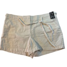 New York and Company NY&amp;Co Women&#39;s White Linen Belted 4 Inch Shorts, Size 14 NWT - £12.57 GBP