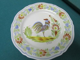 Henriot Quimper France Plate Rooster 10&quot; Signed At Front - £96.75 GBP