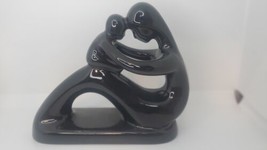 Mother and Child Glazed Black Abstract MCM Ceramic Sculpture Figurine  VTG - £18.33 GBP