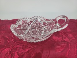 American Brilliant Cut Crystal Candy Dish with Handle ABP Cut Glass Nappy - $10.59