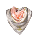 Anyyou Scarf for Women Grey Pink Printed Polyester Silk Big Square Silk ... - €15,26 EUR