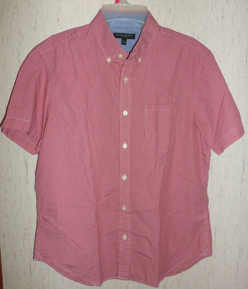 Primary image for EXCELLENT MENS BANANA REPUBLIC "SOFT WASH" RED & WHITE CHECK SHIRT   SIZE M