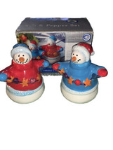 Home Trends Ceramic Salt &amp; Pepper Shaker Set, Holiday Christmas Snowmen 4&quot; tall - $9.78