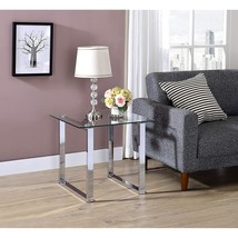 Kings Brand Furniture - Modern Chrome Finish Square Side End Table with Tempered - £103.44 GBP